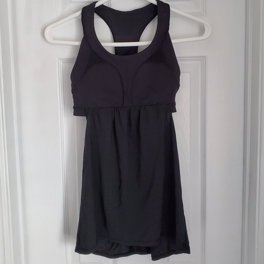 Lululemon VEUC Black Tank Top with Mini Stripes